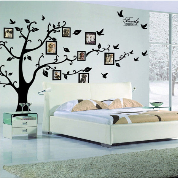 Grand sticker pvc mural 200*250 cm noir 3d  photo arbre adhésif vous pouvez ajouter vos photos