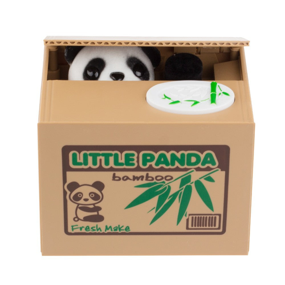 Boîte Tirelire Panda pour enfants - Mettez une pièce sur le bouton et le panda l'attrape