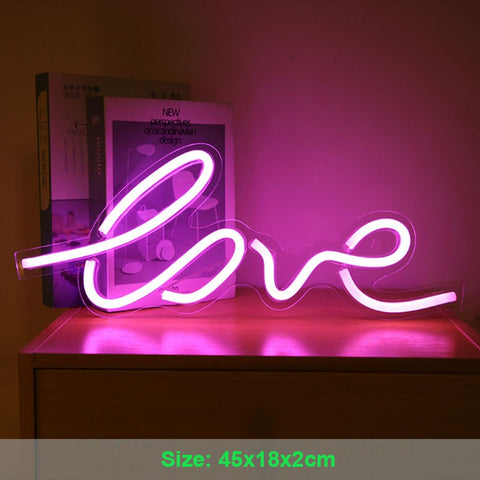 Néon  LED LOVE rose port USB Port - 45 cmx18 cm - Cadeaux original