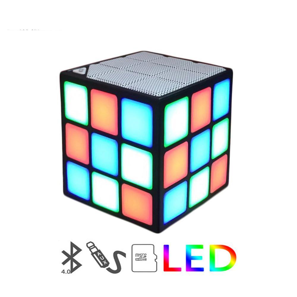 Enceinte rubik's cube sans fil portable bluetooth LED avec Carte mémoi ...