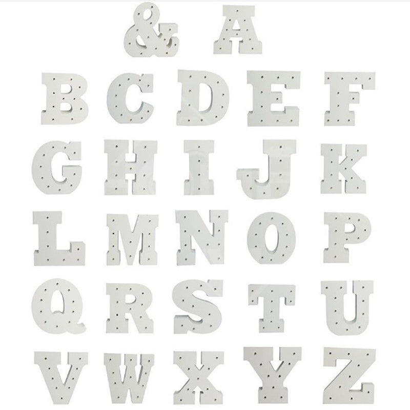 Lettre Alphabet en Bois Blanc - Led blanc chaud - Livraison gratuite