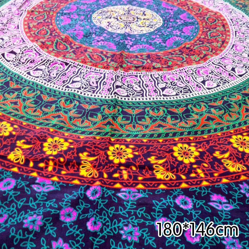 Grand Mandala Indien Bohème Serviette  Plage Mince Couverture De Yoga Châle 180x146 cm