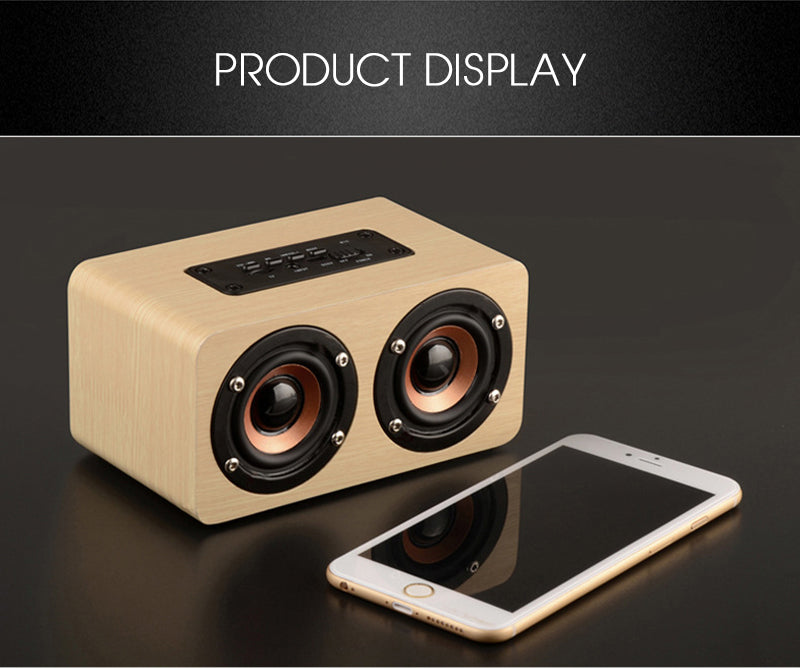 Enceinte portable en bois sans fil bluetooth HiFi pour iPhone, smartphone, ipad, android