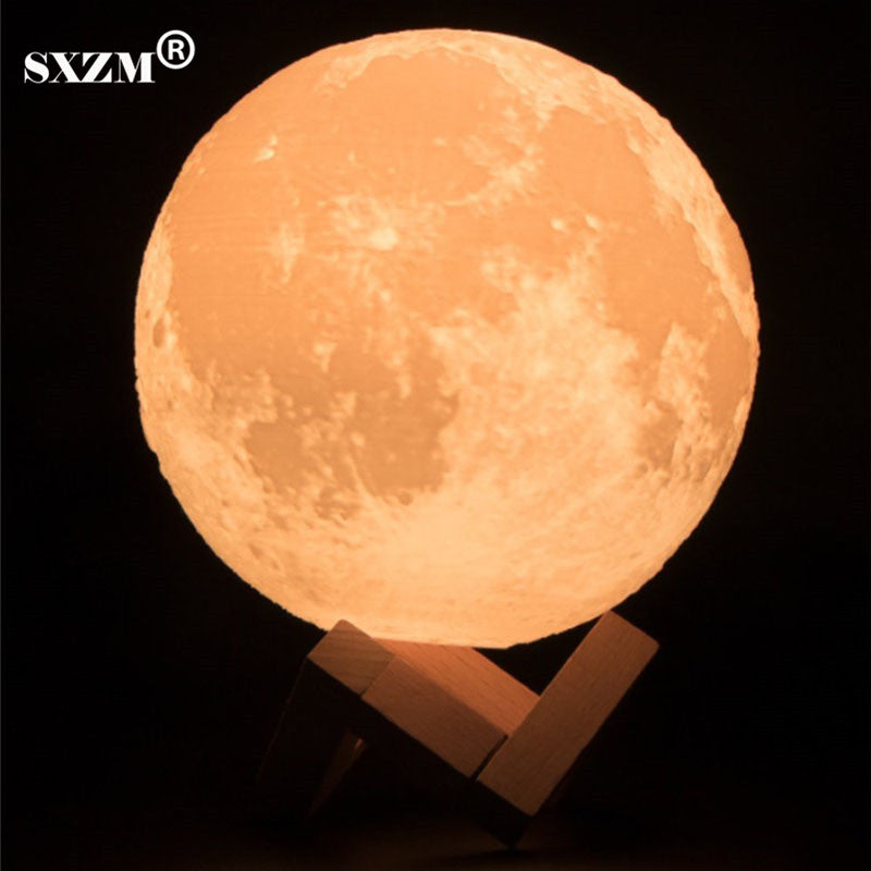 SXZM Night Light 3D Printing Moon Lamp Lunar USB Charging Night Light Touch Control Brightness Two Tone 8CM 10CM 15CM 20CM